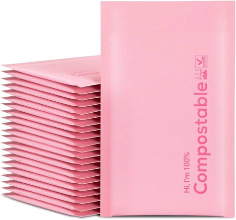 Amazon.com : 4x8 100% Biodegradable Bubble Mailers,25 Count Pink #000 Compostable Padded Packaging Wrap Envelopes Pouches Eco Friendly Self Seal Bags : Office Products Bags Office, Corporate Image, Compostable Packaging, Addressing Envelopes, Bubble Envelopes, Office Products, Business Supplies, Pharmacy Gifts, Biodegradable Products