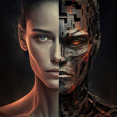 Unity In Art, Best Portrait Photography, Futuristic Robot, Beauty Background, Consciousness Art, Black And White Art Drawing, Best Portraits, Futuristic Art, A Robot