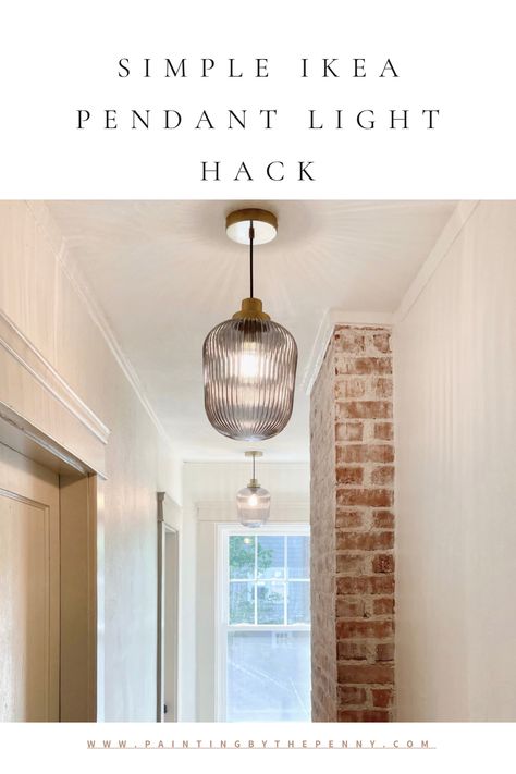 Ikea Hanging Light Pendant Lamps, Jakobsbyn Ikea Kitchen, Ikea Light Pendant, Ikea Pendant Hack, Hallway Light Shades, Bedroom Pendant Lights Bedside, Pendant Light Laundry Room, Hall Stairs And Landing Lighting Ideas, Solklint Ikea Ceiling Lamp