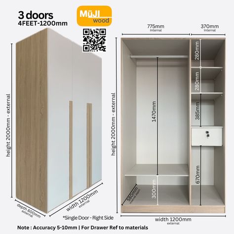 Add a touch of Nordic simplicity to your bedroom with the Müjiwood Solid Plywood Wardrobe. This Scandinavian design wardrobe is a minimalist's dream with its simple, yet stylish, look. * Spacious: With a width of 90/120/150cm, this wardrobe provides ample storage space for your clothes and accessories. * Sturdy: Made from solid plywood materials ensure durability to last you for years. * Functional: Featuring 1 drawer and swing door design, this wardrobe provides easy access to all your belon... Scandinavian Wardrobe Design, Plywood Wardrobe, Scandinavian Wardrobe, Cost Of Production, Nordic Furniture, Scandinavian Minimalist, Design Wardrobe, Plywood Furniture, Minimalist Furniture