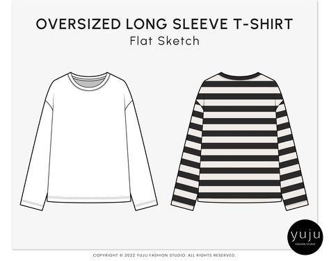 Long Sleeved Shirt Patterns, Shirt Sleeve Template, Clear Shirt Template, Shirt Flat Sketch Front And Back, Sewing Templates For Shirts, Tshirt Molde, Shirt Template Free Printable, Oversized Shirt Sketch, Long Sleeve Shirt Drawing