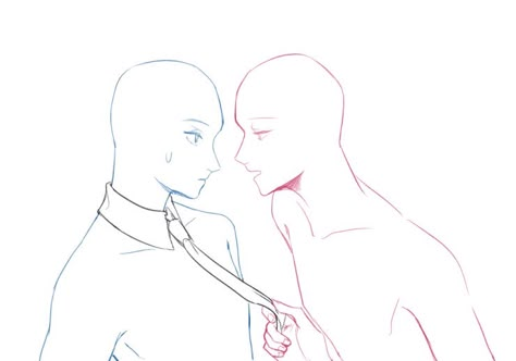 Reminds me of Victor and Yuuri!! Y'know that part when Yuuri pulled Victor's tie and said that Victor belonged to him? Like omg Tie Drawing, Couple Poses Drawing, Couple Sketch, Couple Poses Reference, Drawing Bases, Anatomy Sketches, Body Drawing, Figure Drawing Reference, Poses References