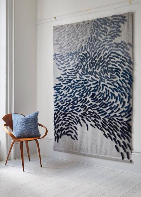 Murmuration - large scale textile wall hanging by Anna Gravelle Framed Fabric Wall Art, Wall Art Uk, Textile Wall Hangings, Textiles Artwork, Textile Wall Art, Fabric Wall Hanging, How To Hang, Fabric Wall Art, Framed Fabric