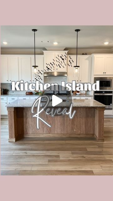 Stephanie Czajkowski | DIY + home on Instagram: "It’s done!!! 🥹✨   Absolutely my most favorite project ever - this oak wrapped kitchen island is exactly what I had envisioned, to bring warmth and dimension into this space.   I started by trimming out the top, bottom and sides with 1x4 pieces of white oak. Then added in the red oak fluted panels from @weaberlumber #ad   The trickiest part was getting the two woods to match each other. I used a combination of 4 stains to get them to resemble one another. I have an entire reel on this.   There were quite a few obstacles I had to overcome on this project, including a floating slab or granite which I shimmed. But when are DIY projects ever seamless?! 🤷🏼‍♀️  Who thinks I should build a matching hood over the stove? 🤔  #weaberlumber #makeitwe Wrapped Kitchen Island, Accent Island Kitchen, Wrapped Kitchen, Painted Kitchen Island, Kitchen Island With Stove, Grey Kitchen Island, Wood Cover, Grey Kitchen, Red Oak