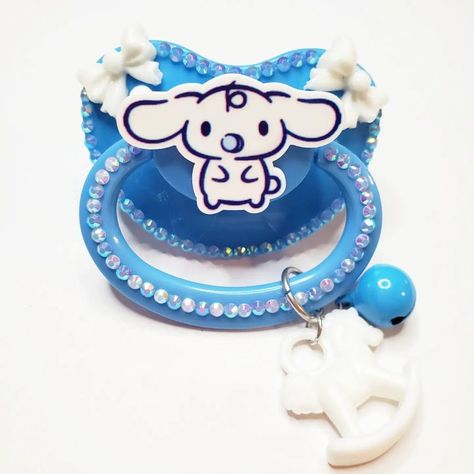 Cinnamoroll Pacifier, Sanrio Pacifier, Adult Pacifier Deco, Cute Pacifiers, Deco Paci, Deco Pacifier, Blue Pacifier, Pet Regression, Bling Pacifier