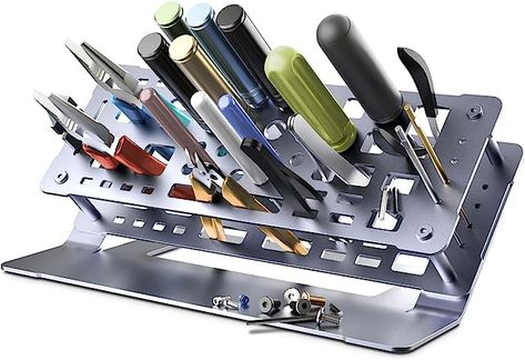 METALTER Screwdriver Storage Rack rc Repair Tool Shelf for Desktop Aluminum Screwdriver Organizer Holder Hand Tool Rest - - Amazon.com Screw Driver Storage, Small Tool Storage, Screwdriver Storage, Tool Shelf, Workbench Organization, Portable Tool Box, Sheet Metal Tools, Tool Rack, Tool Box Storage