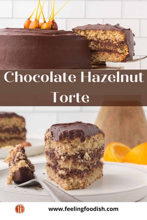 Hazelnut Torte Recipe, Hazelnut Torte, Cake Form, Torte Recipe, Hazelnut Cake, Moist Cake, Fancy Desserts, Chocolate Filling, Chocolate Buttercream