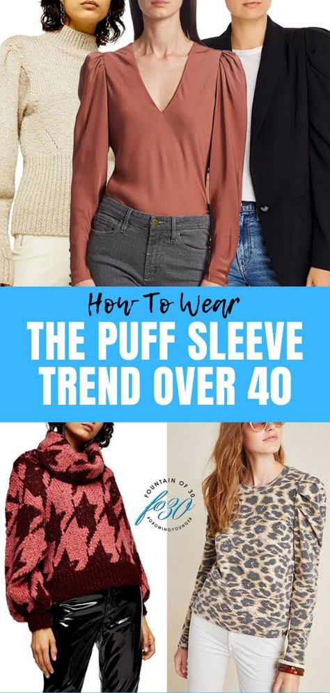 Try the puff sleeve trend! There are many ways to style voluminous sleeve tops so you won't look like you're wearing a costume. Here's how to wear puff sleeves when you're over 40. #fashion #fashiontrends #over40 #puffsleeves Seinfeld Puffy Shirt, Buff Sleeves, 60s Look, Fashion Styling Tips, How To Wear Sneakers, Over 40 Style, Outfit Ideas For Summer, Best Places To Shop, Over 40 Fashion