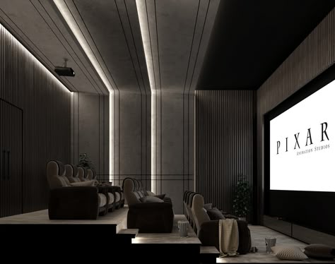 Home Cinema on Behance Home Theatre Rooms, Luxury Home Cinema Room, Cinema Room Design, Theatre Rooms, Home Theatre Design, Home Cinema Design, Home Theater Room Design, Theater Room Design, Cinema Design