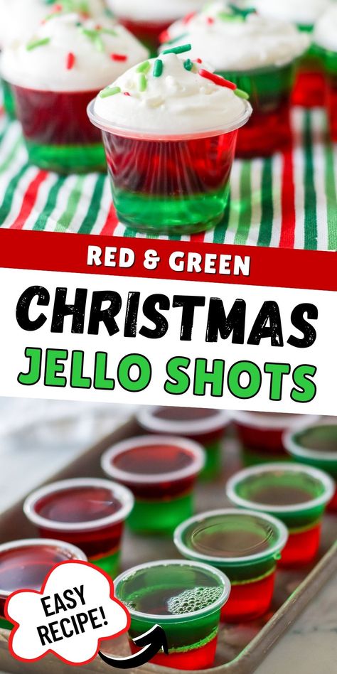 Red And Green Jello Shots, Christmas Jello Shots Vodka, Christmas Tree Jello Shots, Alc Drinks, Holiday Jello Shots, Christmas Jello, Christmas Jello Shots, Xmas Drinks, Green Jello