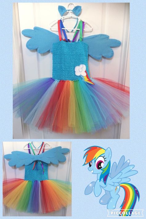 Rainbow dash tutu dress Rainbow Dash Costume, Rainbow Dash Party, My Little Pony Birthday Party, Little Pony Birthday Party, Unicorn Costume, Pony Birthday, Diy Rainbow, Dream Party, Pony Party