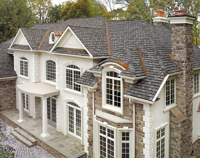 GAF Camelot asphalt shingles provide a traditional look.  We install GAF roofing in the Minneapolis MN area. http://www.quarve.com Slate Roof Shingles, Timberline Shingles, Slate Shingles, Roof Shingle Colors, Roofing Shingles, Roofing Options, Shingle Colors, Blue Roof, Architectural Shingles