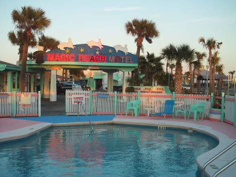 Vilano Beach Motel aka Magic Beach Motel Magic Beach Motel, Motel Summer Aesthetic, Florida Motel Aesthetic, Florida Itinerary, Florida Core, Beach Town Aesthetic, Motel Aesthetic, Drugstore Cowboy, 70s Horror