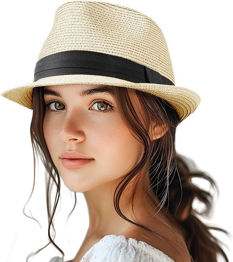 Fedora Hat For Women, Hairstyle 2024, Trilby Fedora, Straw Panama Hat, Straw Hat Beach, Straw Fedora Hat, Paris Vacation, Vacation Fashion, Great Gatsby Party