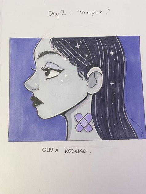 vampire Olivia Rodrigo Vampire Drawing, Olivia Rodrigo Drawings Simple, Olivia Rodrigo Drawing Sketch, Olivia Rodrigo Painting Ideas, Olivia Rodrigo Sketch, Olivia Rodrigo Painting, Olivia Rodrigo Fan Art, Olivia Rodrigo Tattoo, Olivia Rodrigo Fanart