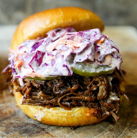 Slow Cooker Bbq Beef, Bbq Beef Sandwiches, Modern Honey, Bbq Sandwich, Pulled Beef, Beef Sandwiches, Brisket Sandwich, Beef Sliders, Queso Cheddar