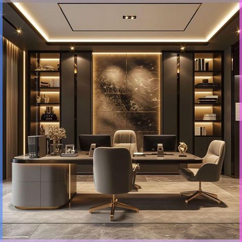 Luxury Modern Office Design, Ceo Office Design Luxury Modern, Ceo Office Design Luxury, Boss Office Interior Design, Office Interior Design Luxury, Director Room, Workspace Design Ideas, Luxury Office Design, Ceo Office Design