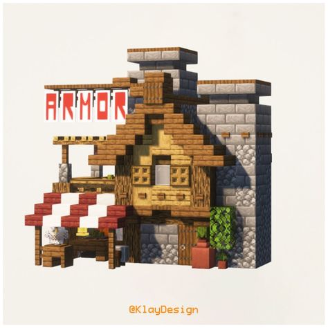 🧑‍🏭Armorer’s house - Minecraft Here’s another village house! Today I made an Armor shop, fully decorated on the inside obv! 😆Here too I added a little exterior shop where the armorer can sell their tools! Also, I’ve build two furnaces with two massive chimneys! 🔥 How do you think I did on this one? ——————————————— - 🪴 Follow @klay.design_mc for more! - 💬 Let me know your thoughts! - 🙌 Complementary Shaders - 🍳 Repost with credits only! ——————————————— #minecraftbuilds #minecraftbuilding ... Loom House Minecraft, Minecraft Villager Armorer House, Minecraft Shop House, Fletcher Minecraft House, Armour Shop Minecraft, Furnace House Minecraft, Armorer Minecraft House, Minecraft Archery House, Armor Shop Minecraft