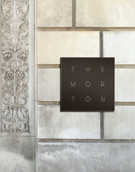 The Morton Branding - Exterior Signage Wood Shutters Exterior, Signage And Wayfinding, Hotel Signage, Country Interior Design, Plaque Design, Retail Signage, Building Signs, Exterior Signage, Create A Brand