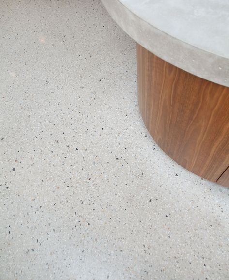 Polished Concrete Floor Kitchen, Polished Concrete Tiles, White Concrete Floors, Concrete Kitchen Floor, Polished Concrete Kitchen, Polished Cement Floors, Concrete Floors In House, Terazzo Floor, Polished Concrete Floor