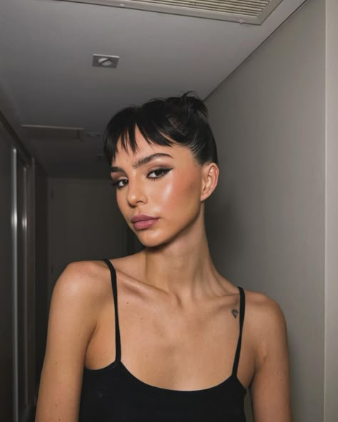 Slick Pony With Bangs, Fringe And Ponytail, Short French Bangs, 2025 Bangs Hair, Soft Micro Bangs, Fringe Bangs Fine Hair, Micro Bang Hairstyles, Micro Bangs Black Women, Micro Bangs With Long Hair Round Face