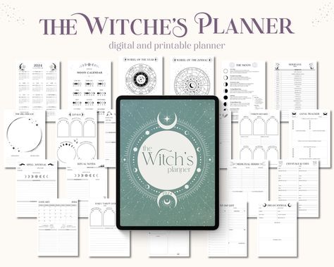 ✦ The Witch's Planner: Your Ultimate Guide to Magical Organization ✦ Unlock the secrets of effective magical practice with The Witch's Planner, the essential tool for modern witches. This beautifully designed planner seamlessly blends practical planning with spiritual guidance, helping you stay organized while enhancing your witchcraft. Perfect for witches of all levels, The Witch's Planner includes moon phase tracking, Sabbat celebrations, spell and ritual logs, tarot journal sheets and much more. FEATURES:  ✦ Daily, Weekly, and Monthly Planning:  Stay on top of your daily tasks while integrating your spiritual practices. ✦ Moon Phase Calendar, Guide, And Tracker:  Align your spells and rituals with the lunar cycle for maximum potency. ✦ Wheel Of The Year, Sabbat Celebrations:  Informatio Witch Planner Pages, Witches Journal, 2025 Journal, Journal Astrology, Astrology Wheel, Witch Planner, Tracking Journal, Witchy Planner, Journal Sheets