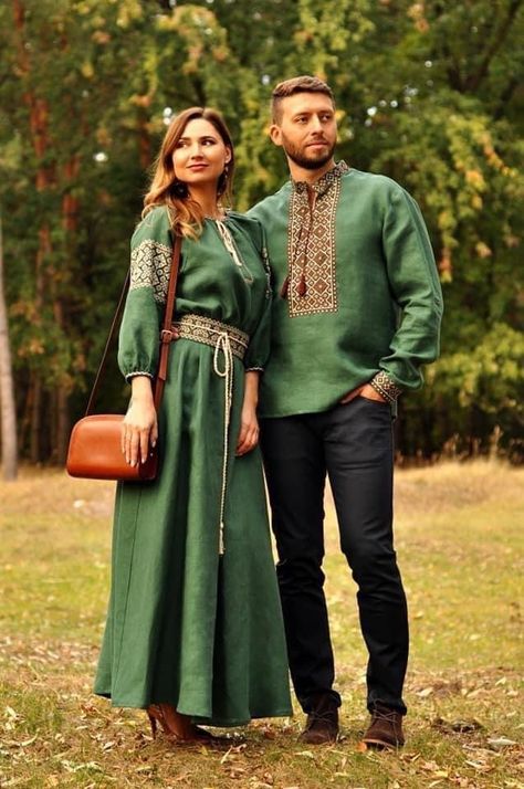 Green Linen Shirt, Dresses Casual Boho, Blue Linen Dress, Couple Dress, Geometric Embroidery, Mexican Dresses, Folk Fashion, Ethnic Dress, Embroidered Clothes