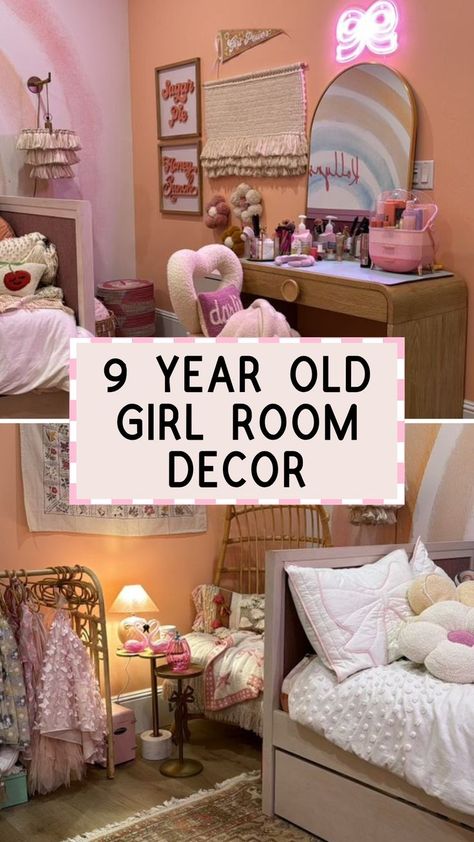 Kids room interior design is so much fun because you get to play with fun colors & textures.  Tour our 9 year old girl's bedroom for our girly girl!  Get girl bedroom ideas for kids here! Diy Ikea Dresser Makeover, Diy Ikea Dresser, Bedroom Ideas Trendy, Nursery Wallpaper Ideas, Boho Home Decor Bedroom, Beach Theme Nursery, Boho Kids Bedroom, Baby Boy Nursery Room Ideas