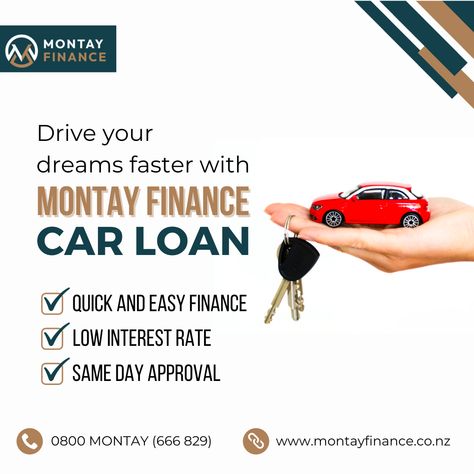 It's never too late to drive your dreams faster with a Montay Finance Car Loan with⬇️ ✅Quick and easy finance ✅Low interest rate ✅Same day approval And you can have your dream car in no time! So what are you waiting for? Get on the road to success now with Montay Finance Car Loan🚗 Apply now and let the journey begin To know more⬇️ 📞 0800 MONTAY (666 829) or Visit: http://www.montayfinance.co.nz/ . . . #montayfinance #carloans #NewCar #loan #autoloan #autofinance #autoFinance #carLoans Car Loan Ads, Car Loan Creative Ads, The Road To Success, Ads Creative Advertising Ideas, Car Loan, Road To Success, Advertising Ideas, Sports Website, It's Never Too Late