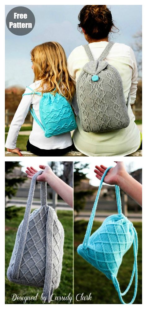 Adventure Backpack Free Knitting Pattern #freeknittingpattern #knittingpattern #backpackfreepattern Knit Backpack Pattern Free, Quick Knitting Projects Free, Knit Backpack, Backpack Adventure, Knitting Projects Blanket, Quick Knitting Projects, Knitting Things, Kids Knitting, Knitting Bag Pattern