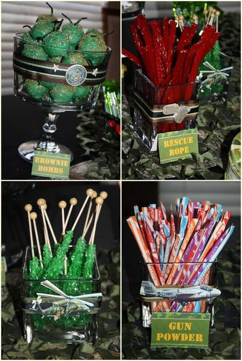 Camo Birthday Party Food Ideas | Camo birthday party, Army birthday ... Fortnight Birthday, Halo Birthday, Halo Party, Camo Birthday Party, Camouflage Party, Fort Nite, Army Birthday Parties, Army Birthday, Camo Party