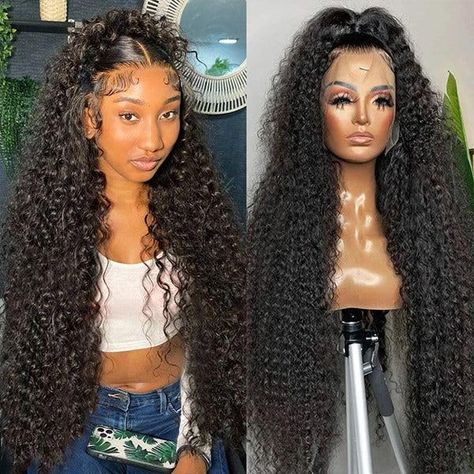 PRICES MAY VARY. Human Hair Lace Front Wigs Material:104% Brazilian Virgin Human Hair Lace Front Wigs, Cut From Young Girl,Softer, Shiny, Without Any Chemical Processing, Healthier.No Tangle,No Shedding Lace Front Wigs Density&Length:180% Density Deep Curly Lace Front Wigs Human Hair,Fuller and Glossy, You Can Choose From 20-30 Inches,104% True Length. Lace Frontal Wigs Style & Color: Natural Deep Wave Human Hair Wigs For Women,Natural Shape, Natural Black Wigs for Women Human Hair.Can Be Dyed, Curly Lace Frontal, Long Human Hair Wigs, Hairstyles Pictures, Virgin Hair Wigs, Long Curly Wig, Deep Wave Hairstyles, Curly Human Hair Wig, Curly Lace Front Wigs, Wigs Hair