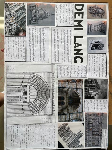 Artist study 1 Demi Lang Art, A Level Art Sketchbook Architecture, Architecture Artists Gcse, Architecture Title Page, Gcse Art Sketchbook Title Page, Artist Research Page A Level, Places And Spaces Gcse Art, Gcse Architecture, Ian Murphy