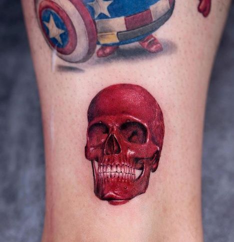 Red Skull Tattoo, Tattoos Instagram, Red Tattoo, Tattoo Skull, Red Tattoos, Red Skull, Skull Tattoos, Mini Tattoos, Skull Tattoo