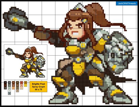 Overwatch Pixel Art, Minecraft Pixel Art Templates, Ashe Overwatch, Pixel Art Minecraft, Pixel Art Templates, Perler Art, Art Templates, Perler Crafts, Pixel Art Grid