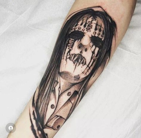 Joey Jordison Mask Tattoo, Slipknot Mask Tattoo, Joey Jordison Tattoo, Slipknot Tattoo Ideas, Punk Rock Tattoos, Slipknot Tattoo, Iron Maiden Tattoo, Joey Jordison, Rock Tattoo