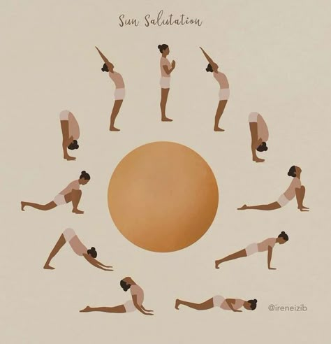 Yoga Sun Salutation, Pure Yoga, Sunrise Yoga, Yoga Love, Yoga Illustration, Surya Namaskar, Yoga Pictures, Yoga Mantras, Yoga Sequence