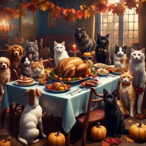 Happy Thanksgiving With Cats, Thanksgiving Gifs Images, Cats Thanksgiving, Thanksgiving Cats, Funny Thanksgiving Pictures, Cat Thanksgiving, Thanksgiving Cat, Harvest Ideas, Halloween Gifs