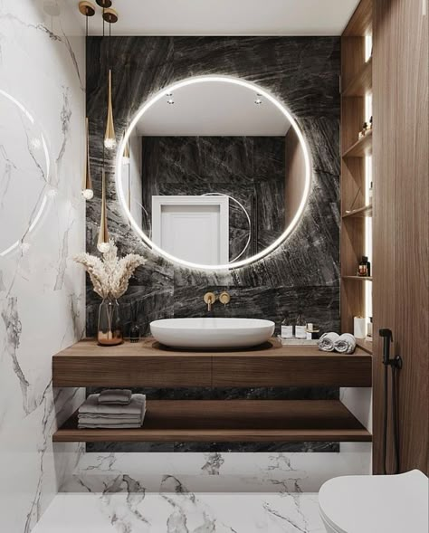 Wall Mounted Sink Bathroom, Washroom Tiles Design, Luxury Master Bathrooms, Baths Interior, Washroom Decor, Bathroom Decor Luxury, Washroom Design, Small Toilet, Bathroom Redesign