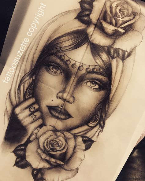 #gypsygirltattoodesign#gypsygirl#gypsytattoo#tattoogypsy#tatouagegitane#gitane#tattoogitane#gitanetattoo#womanfacetattoo#tattoowomanface#girltattoo#tattoogirl#tattoodesign#tattoodrawing#gipsytattoo#gipsygirltattoo#tattoogipsygirl Romani Girl Tattoo, Romani Lady Tattoo, Romani Traditional Tattoo, Gypsyone Tattoo, Romani Woman Tattoo, Romani Tattoos, Romani Tattoo, Traditional Tattoo Woman, Face Tattoos For Women