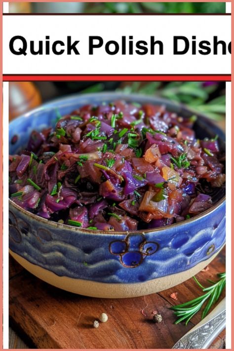 These 4 easy and quick dishes ideas are so delicious, You need to try it! Polish Salads, Purple Cabbage Recipe, Meals Everyone Will Love, Purple Cabbage Recipes, Polish Dishes, Tomato And Onion Salad, Braised Red Cabbage, Sauerkraut Recipes, Cabbage Recipe