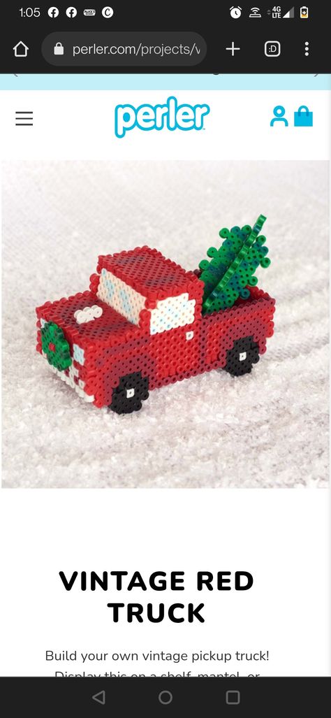 https://perler.com/projects/vintage-red-truck/ Truck Perler Beads, Perler Bead Ideas, Vintage Red Truck, Vintage Pickup Trucks, Perler Crafts, Beads Ideas, Melting Beads, Bead Ideas, Christmas Truck