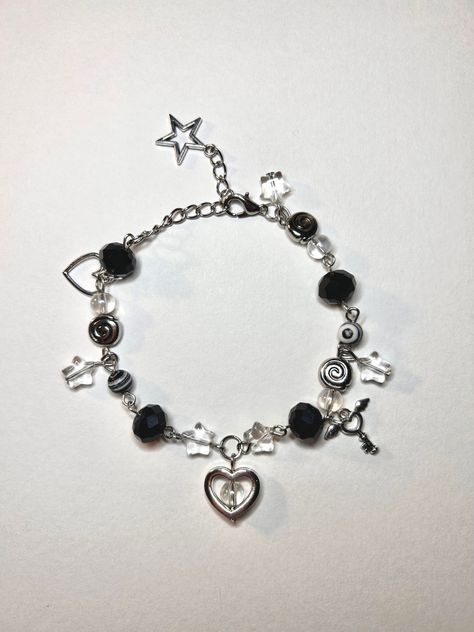 Emo Bracelets Aesthetic, Dark Academia Bracelet, Dark Bracelet, Whimsigoth Bracelet, Writer Academia Aesthetic, Goth Beaded Bracelet, Goth Bead Bracelet, Fairy Grunge Jewelry Bracelet, Dark Academia Jewelry