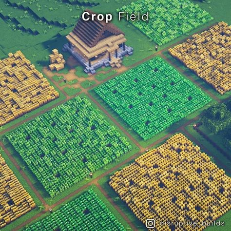 MINECRAFT PARADISE (@minecrasota) added a photo to their Instagram account: “Reposted from @disruptive_builds I made a Crop field! This was just a simple idea I had that I…” Crop Field, Bangunan Minecraft, Minecraft Farm, Minecraft Castle, Minecraft Medieval, Minecraft Wallpaper, Minecraft City, Minecraft Plans, Minecraft Construction