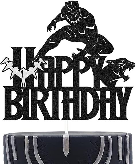 Happy Birthday Black Panther, Black Panther Cake Topper Printable, Black Panther Cake Topper, Black Panther Superhero, Black Panther Character, 50th Birthday Quotes, Moana Theme, Party Topper, Cake Printing