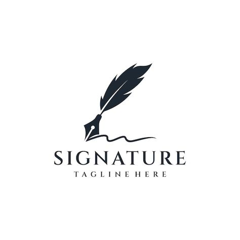 Ink Logo Design, Bike Stickers Design Ideas, Feather Silhouette, Letter Logo Inspiration, Ink Logo, Feather Logo, Quill And Ink, Star Logo Design, Handwritten Logo