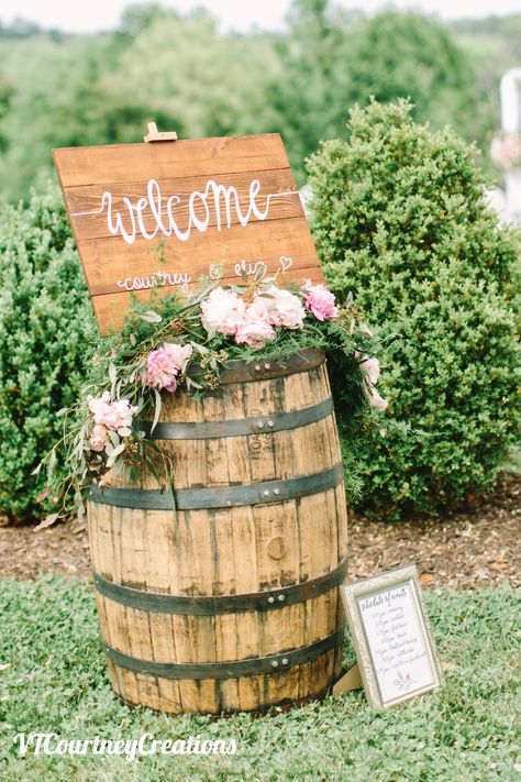 Whiskey Barrel Ideas Wedding, Whiskey Barrel Wedding Decor, Tipi Decor, Table Stationary, Barrel Wedding Decor, Wine Barrel Wedding, Barrel Flowers, Whiskey Barrel Wedding, Barrel Wedding