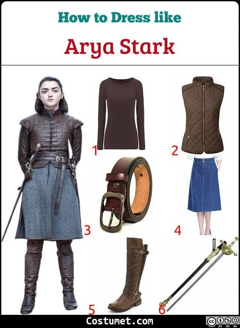 Arya Stark (Game of Thrones) Costume for Cosplay & Halloween 2020 Game Of Thrones Diy Costume, Arya Stark Outfit, Game Of Thrones Halloween Costumes, Arya Stark Costume, Arya Stark Cosplay, Ayra Stark, Game Of Thrones Halloween, Game Of Thrones Outfits, Game Of Thrones Arya