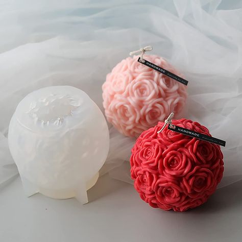 Plaster Decoration, Wedding Candles Diy, Cake Mousse, Mousse Chocolate, Rose Ball, Resin Decoration, Boda Diy, Candle Molds Diy, Ball Candles