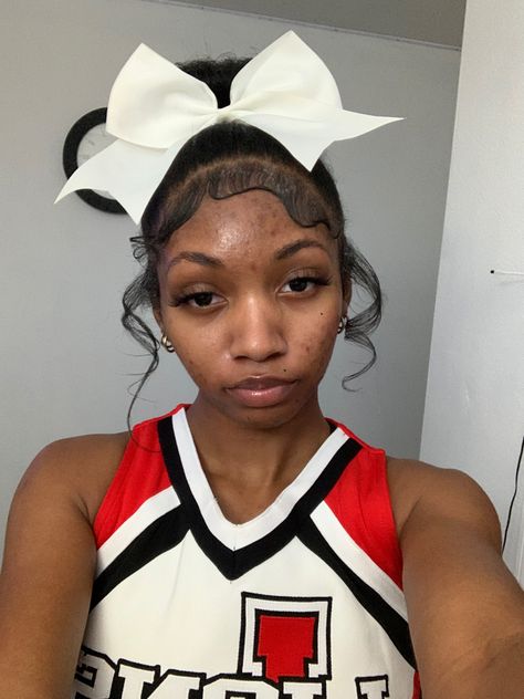 Cheer Hairstyles For Black Women, Natural Hairstyles For Black Women Cheer, Cheer Game Hairstyles, Cheer Hairstyles Natural Hair, Cheer Buns Hairstyles, Black Cheerleaders Hairstyles Braids, Hairstyles For Cheerleaders Black, Cheer Hairstyles Braids, Cheer Leader Hairstyles